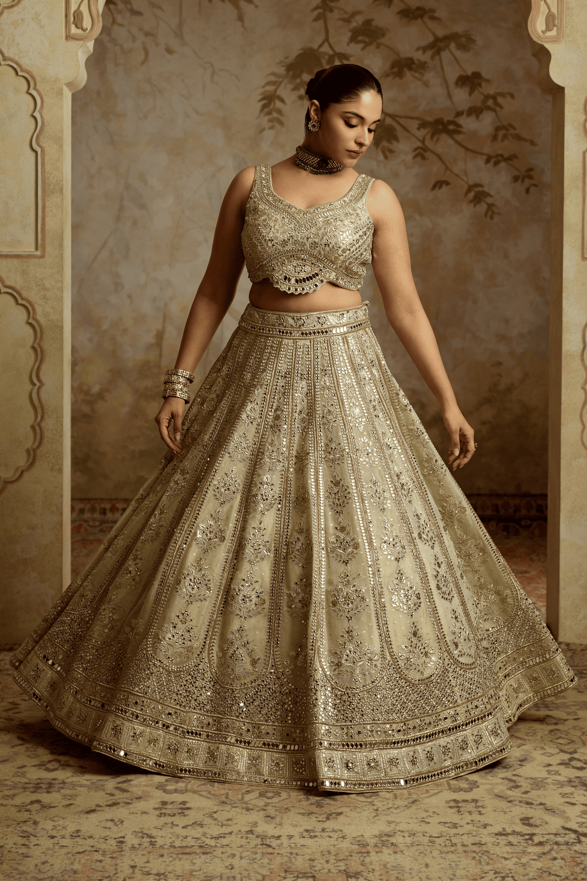 Ivory Tissue Lehenga Set