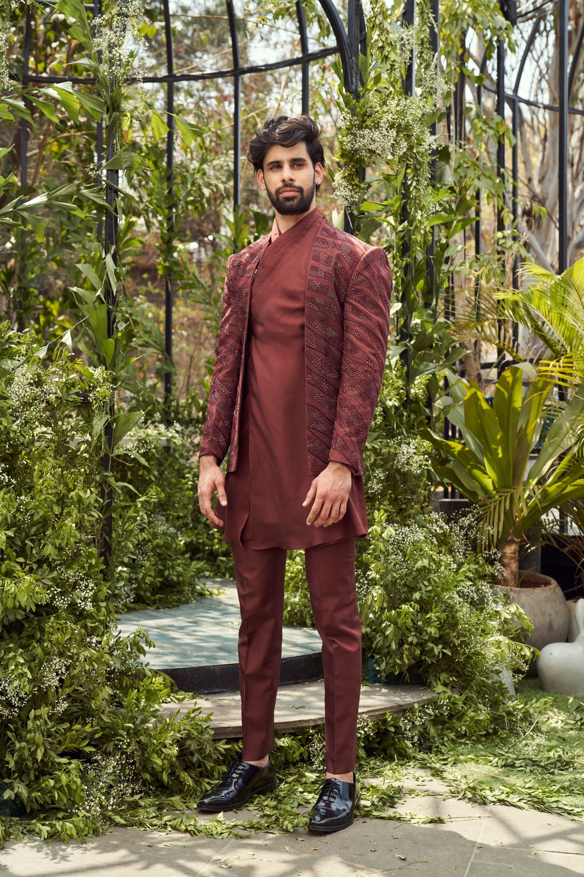 Russet Brown Open Jacket Set