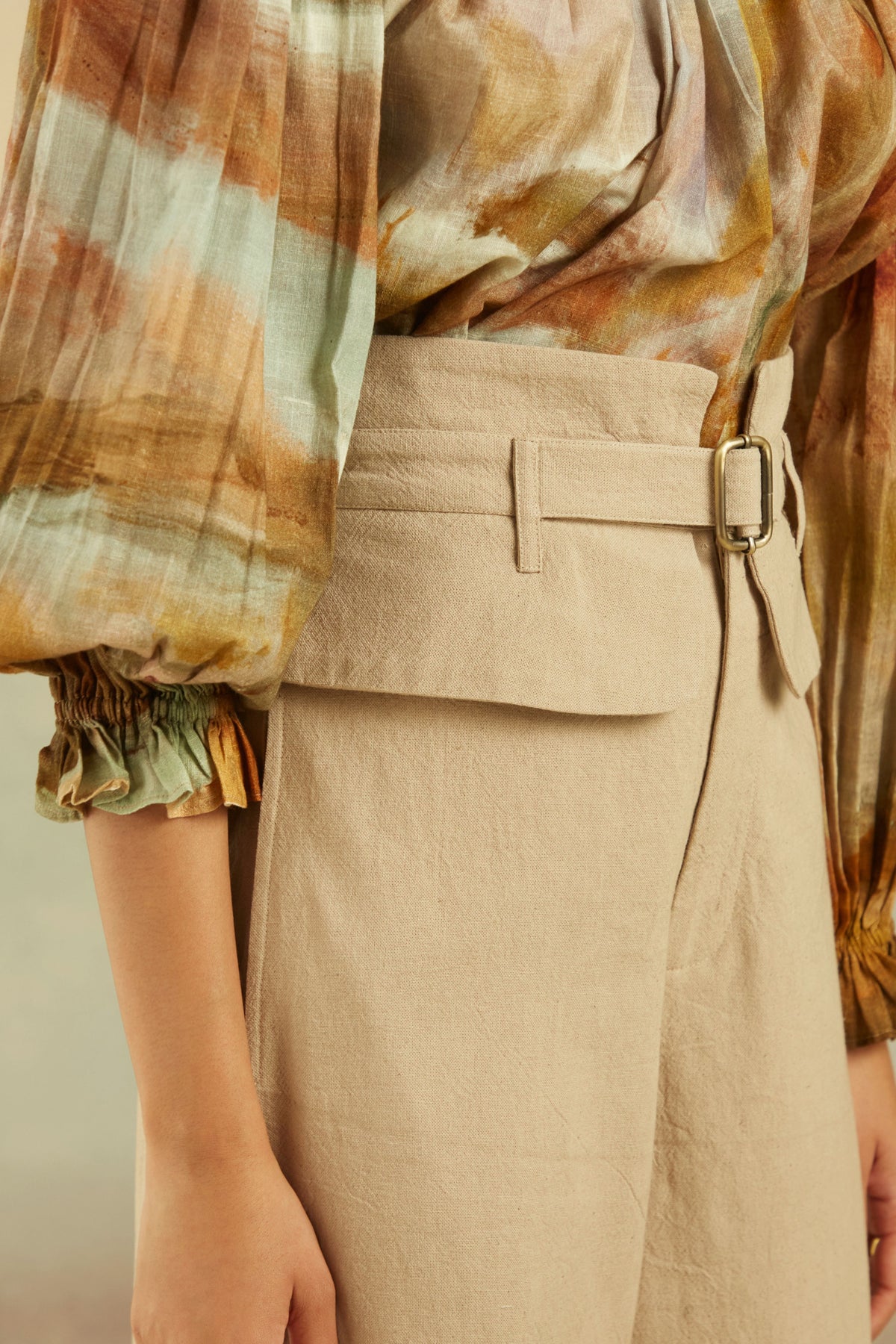 Beige Tram Pants
