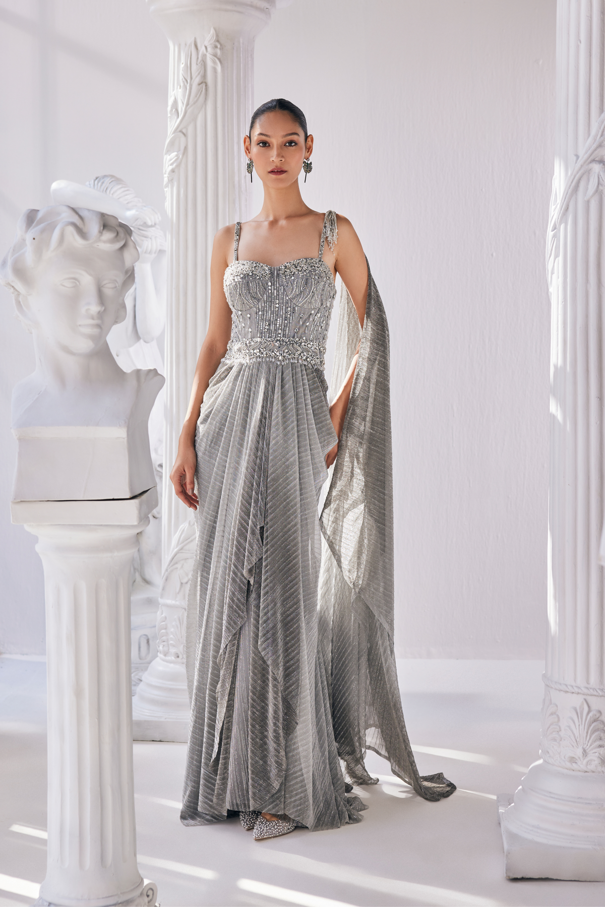 Ombre Draped Saree Gown