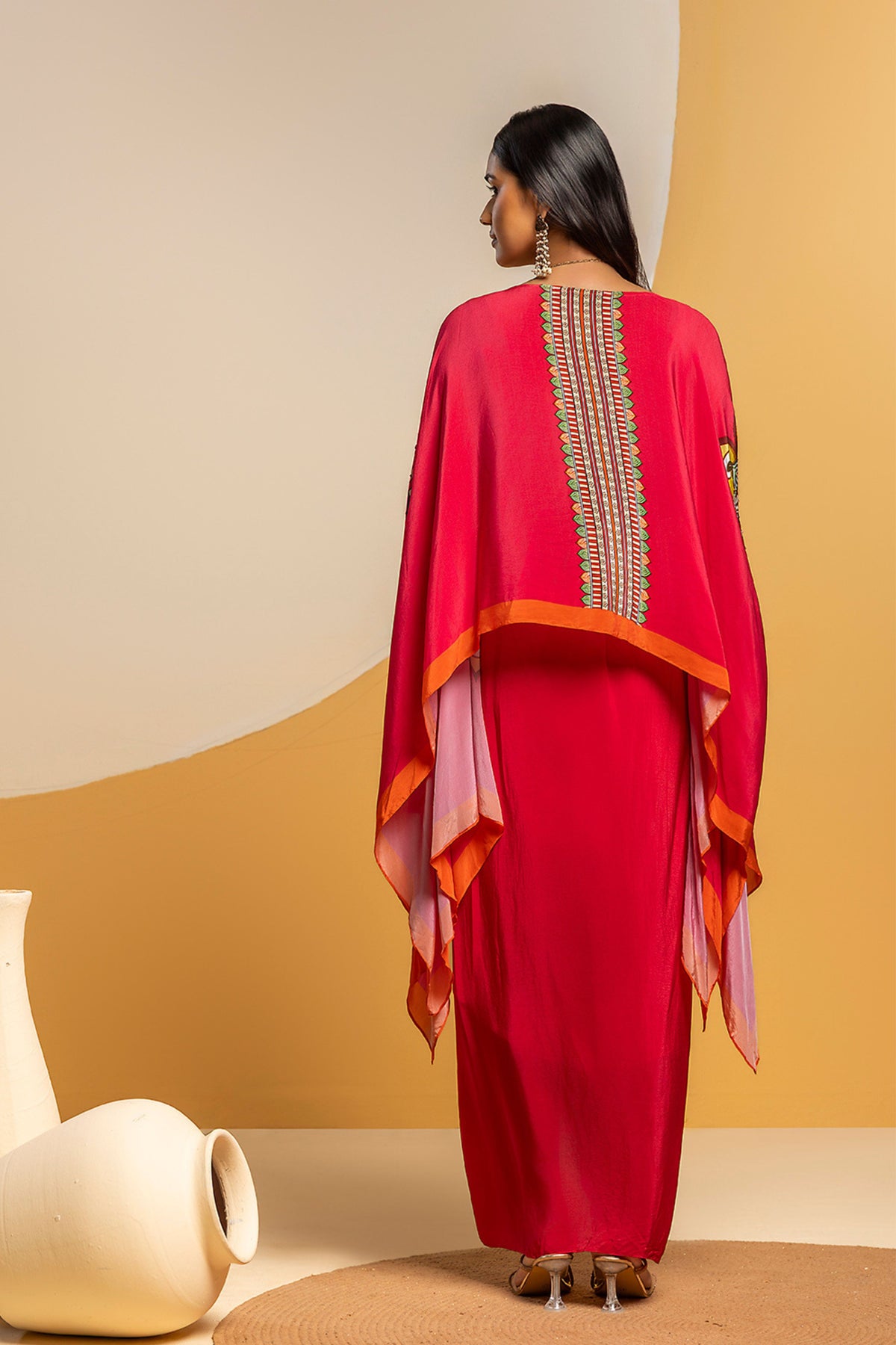 Pink Kimono Drape Skirt Set