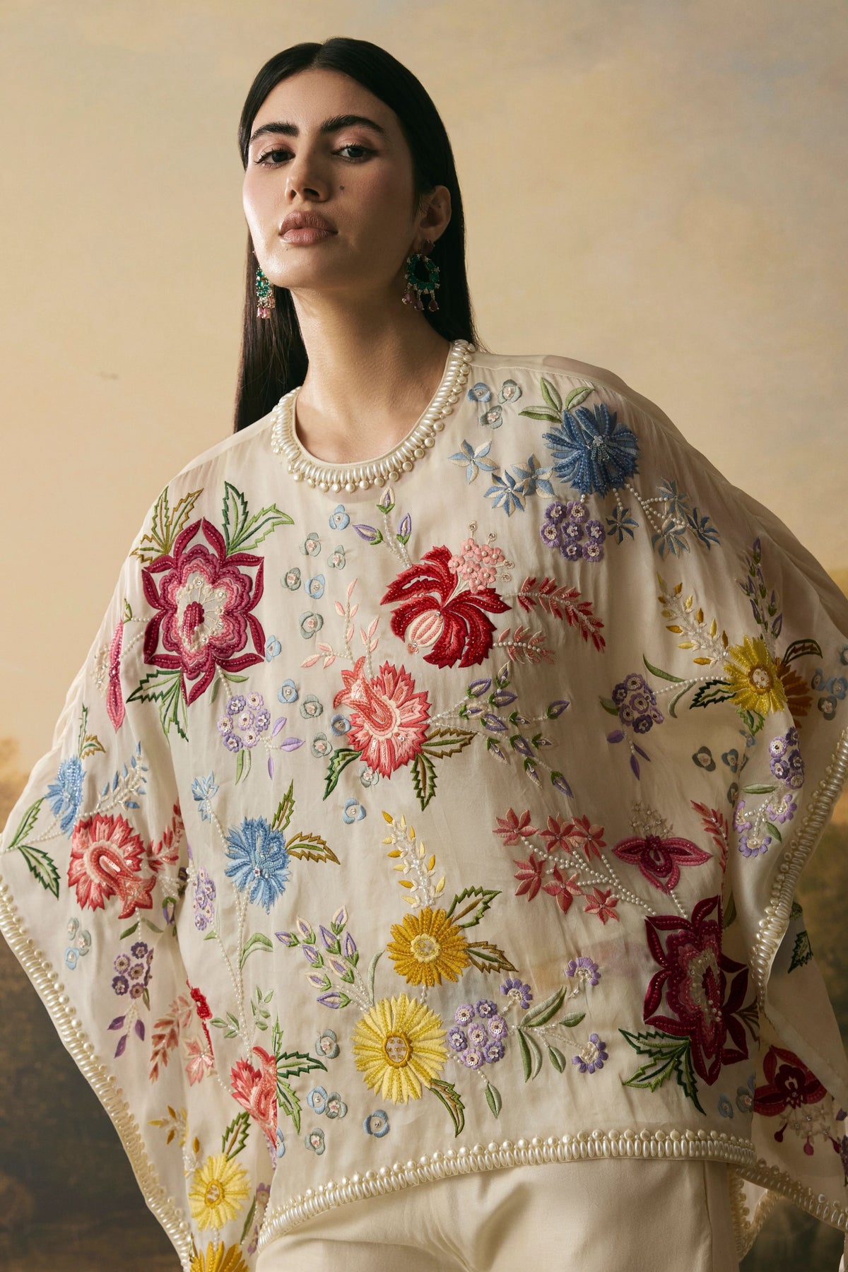 Ivory Floral Bloom Kaftan