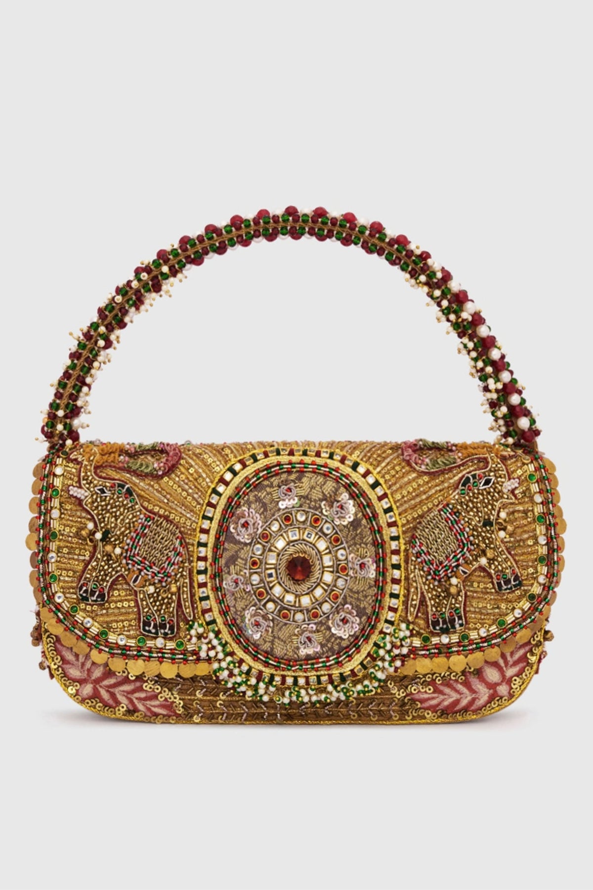 Gajah Flapover Gold  Clutch