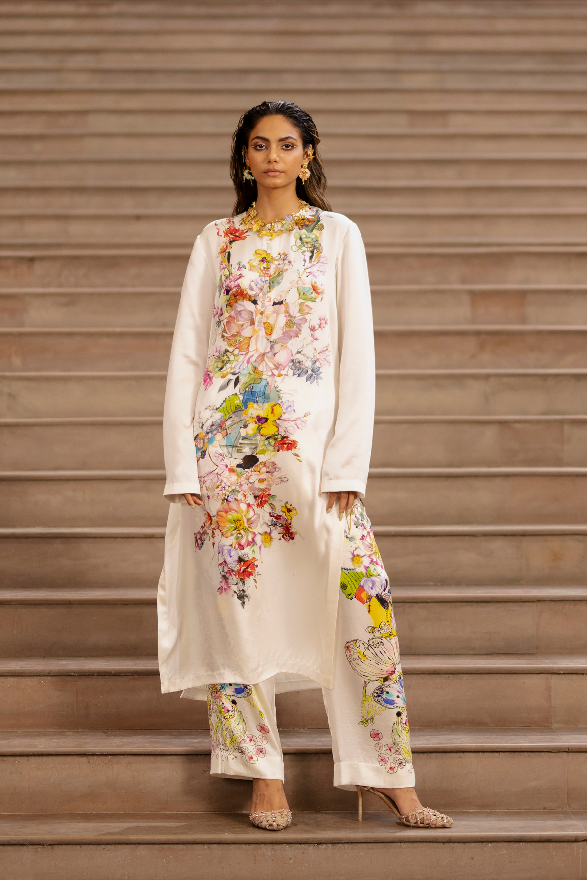 Floral Print Kurta With Trouser