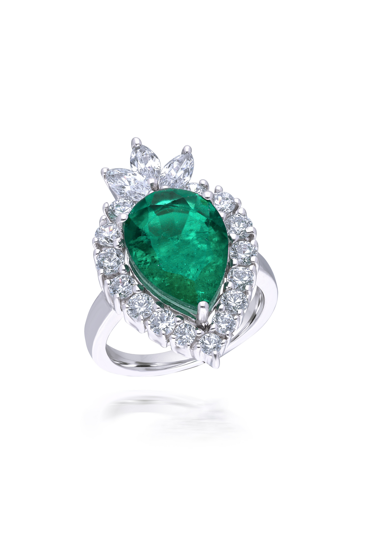 Swarovski Zirconia Cocktail White Pear Shaped Emerald Ring