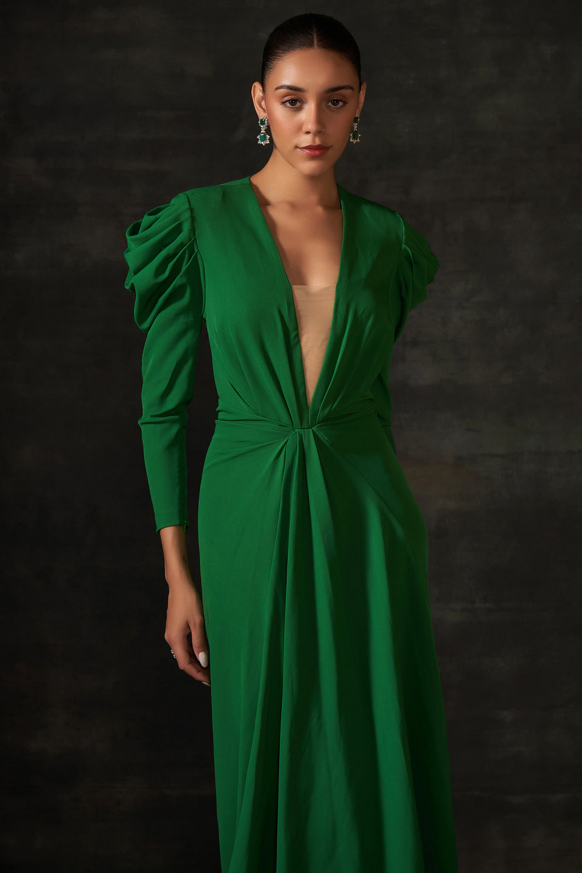Green Long Drape Dress