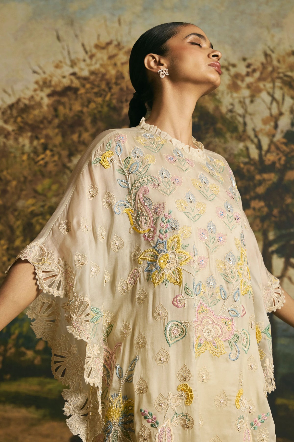 Ivory Silk Kaftan