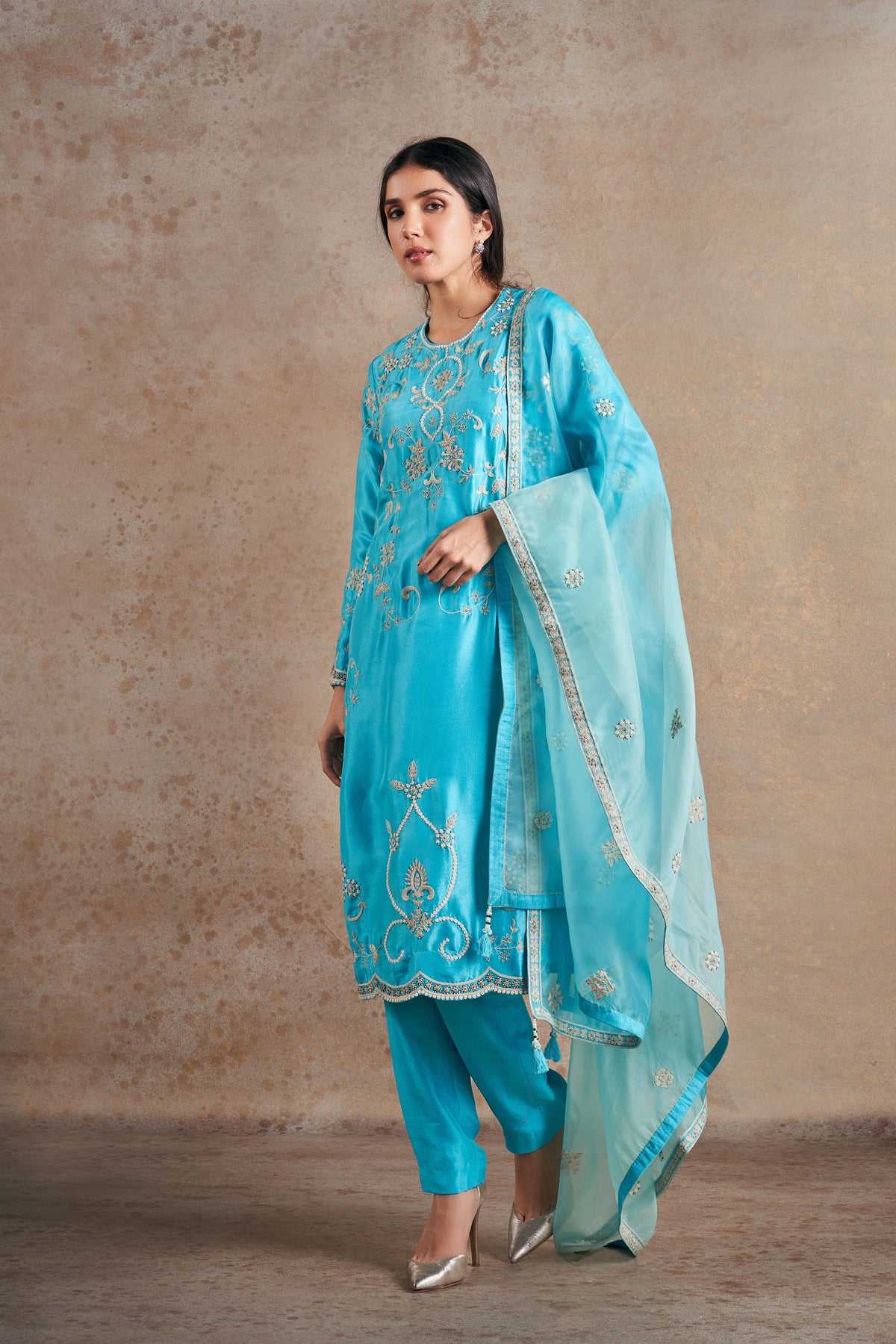 Regal Turquoise Blue Kurta Set.