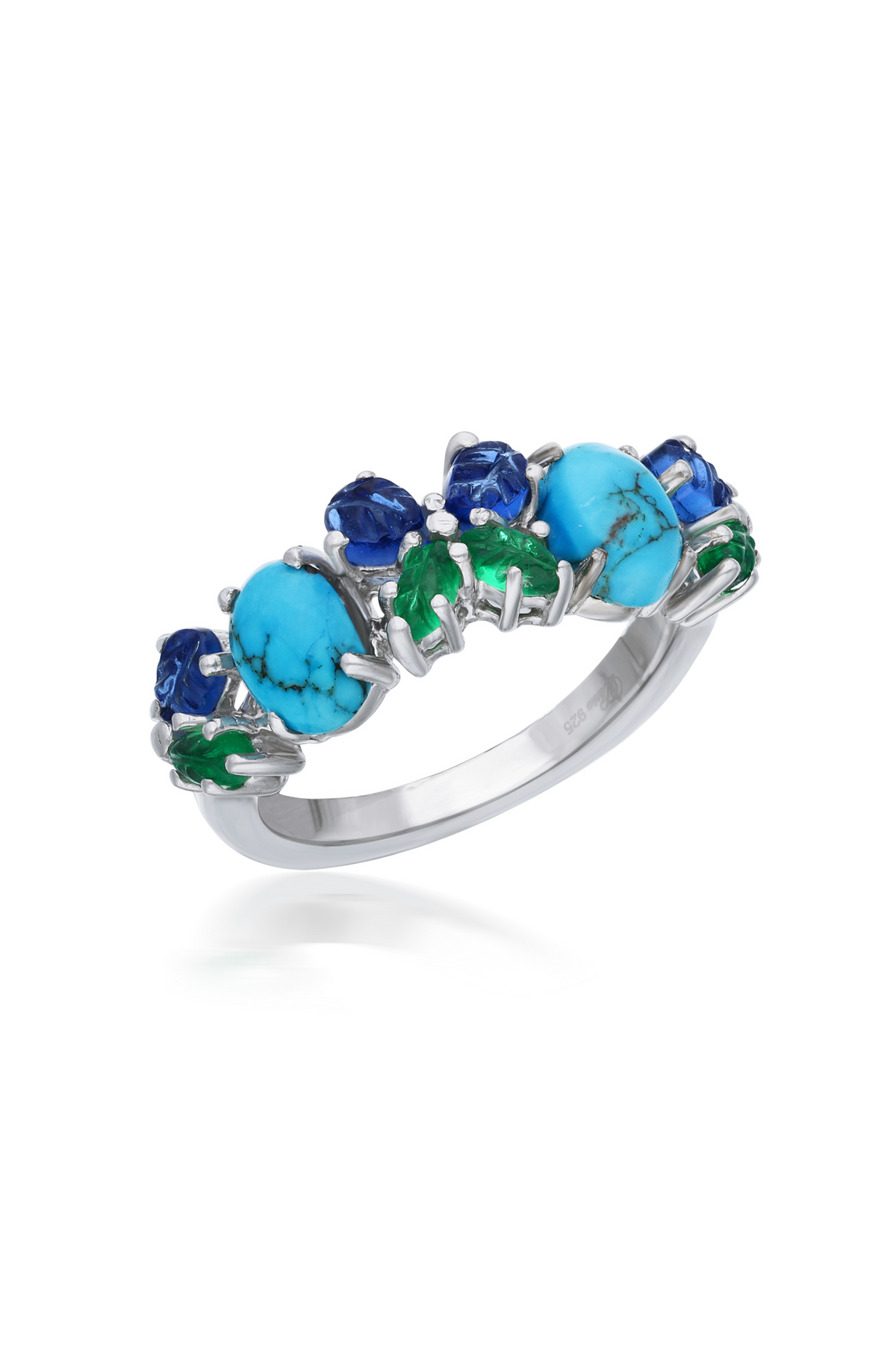 Cocktail Turquoise Emerald Ring