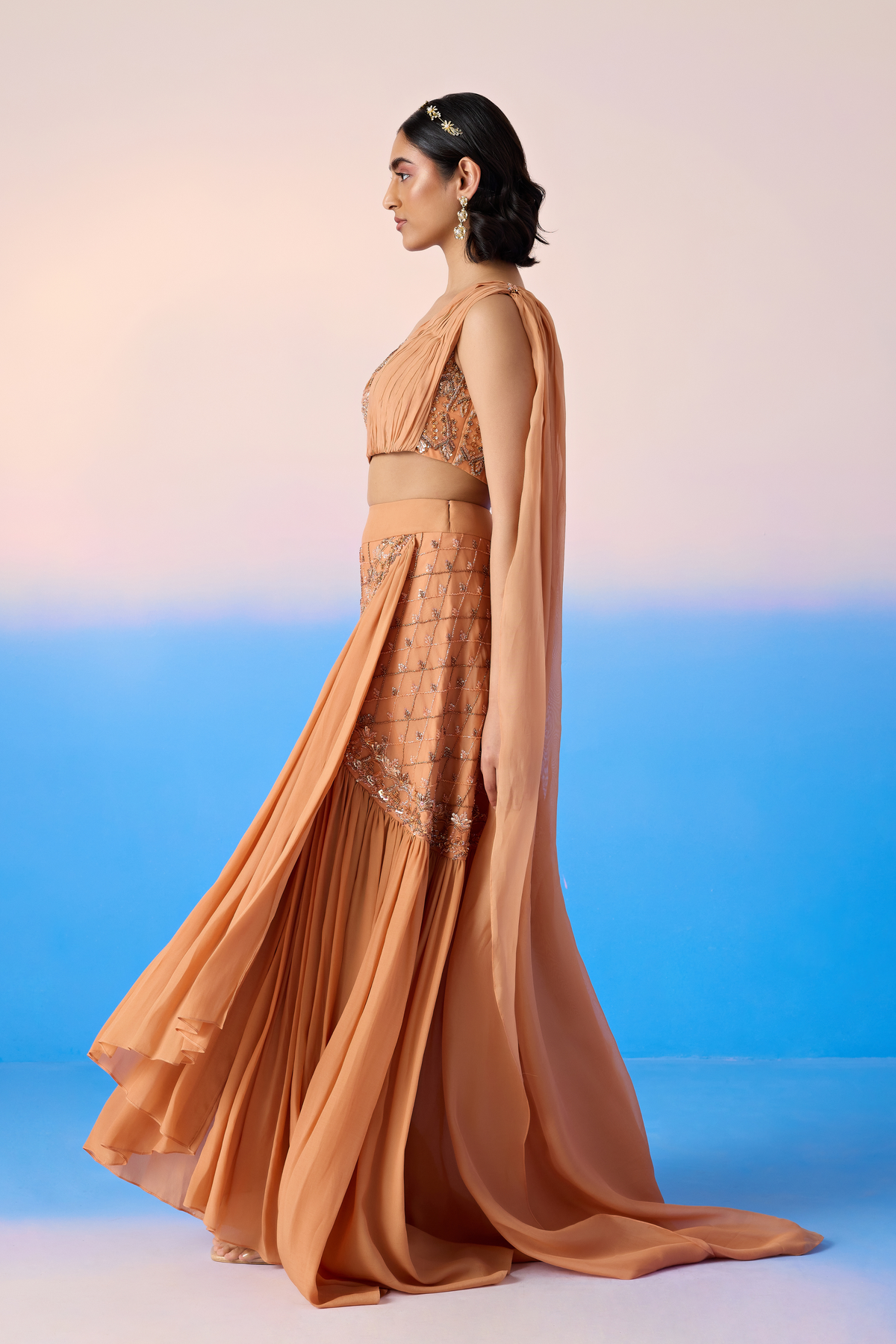 Salmon Skirt Set