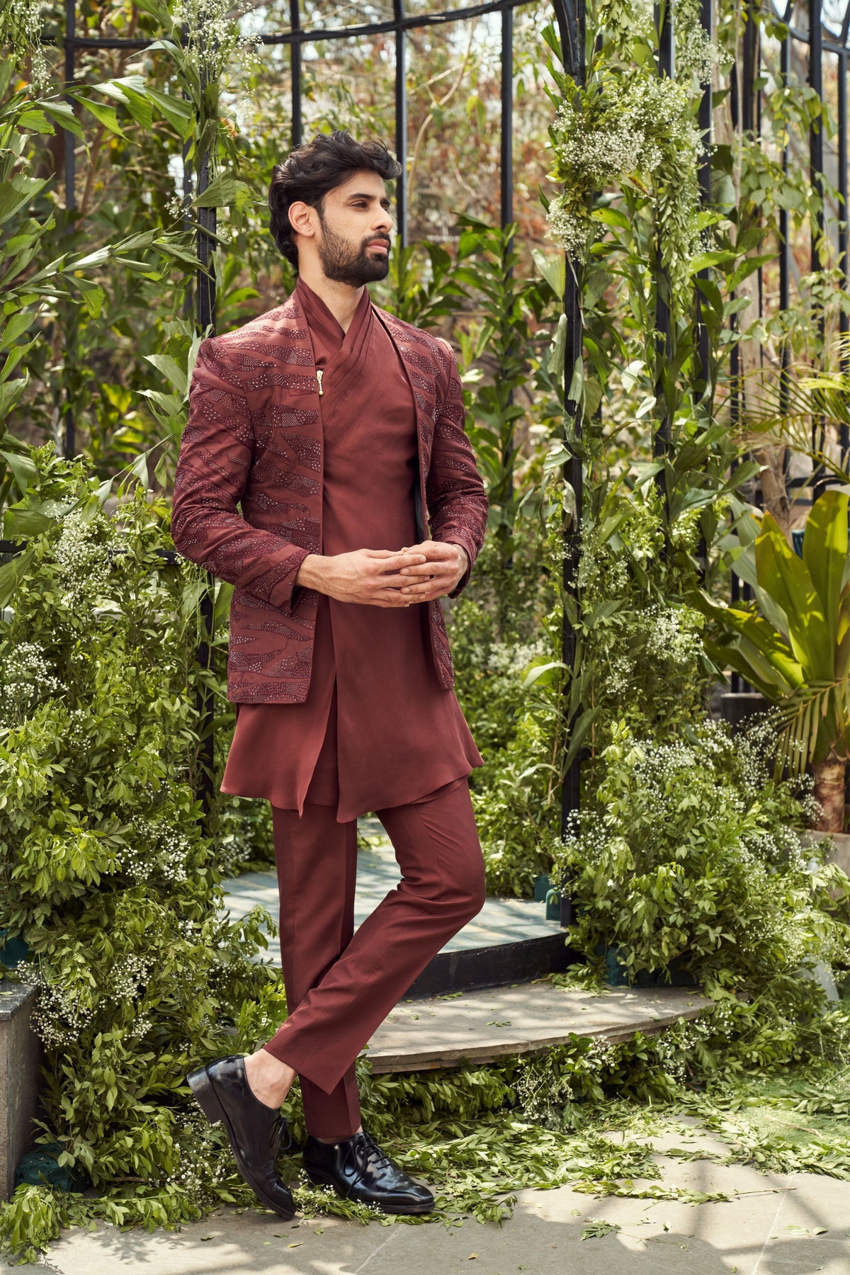 Russet Brown Open Jacket Set