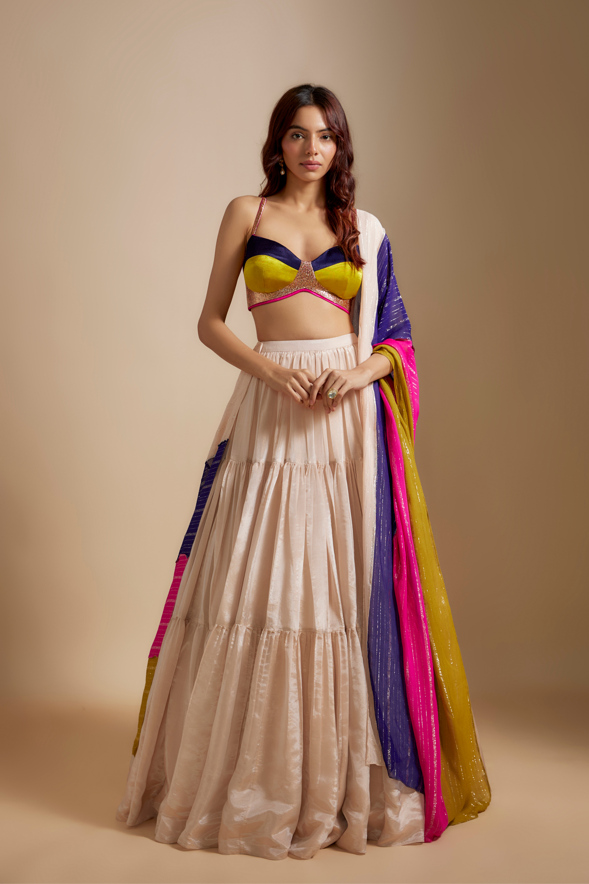 Peach Tissue Skirt set