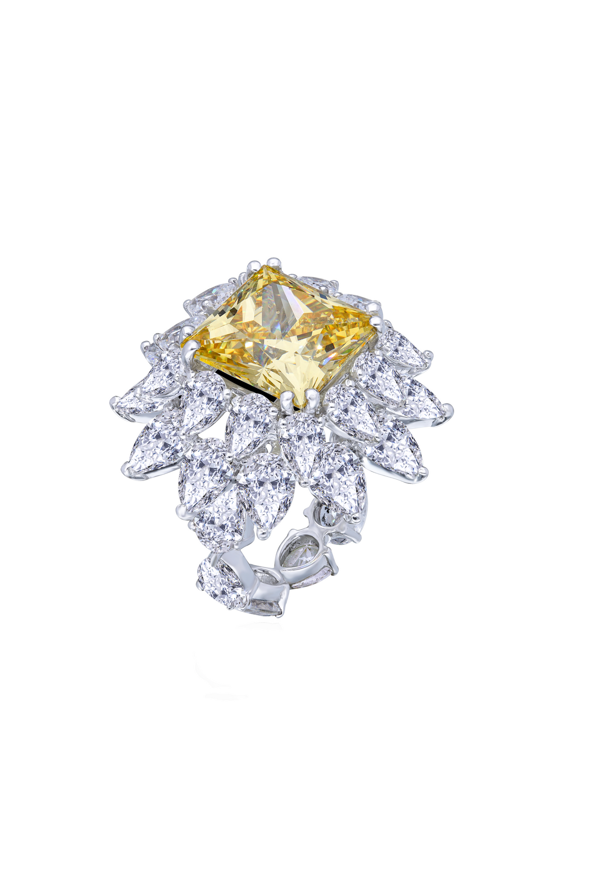 Bridal Princess Shaped Yellow Sapphire Ring