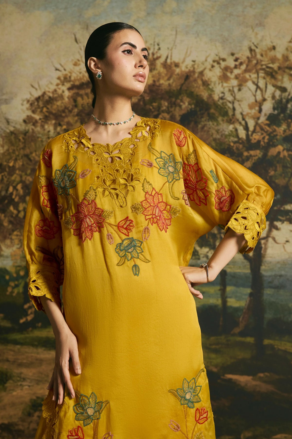 Amber Yellow Silk Kurta Set