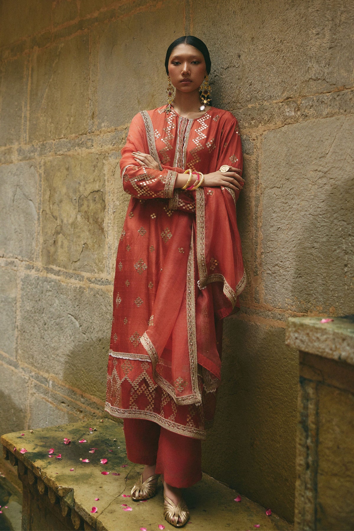 Copper Gota Red Kurta Set