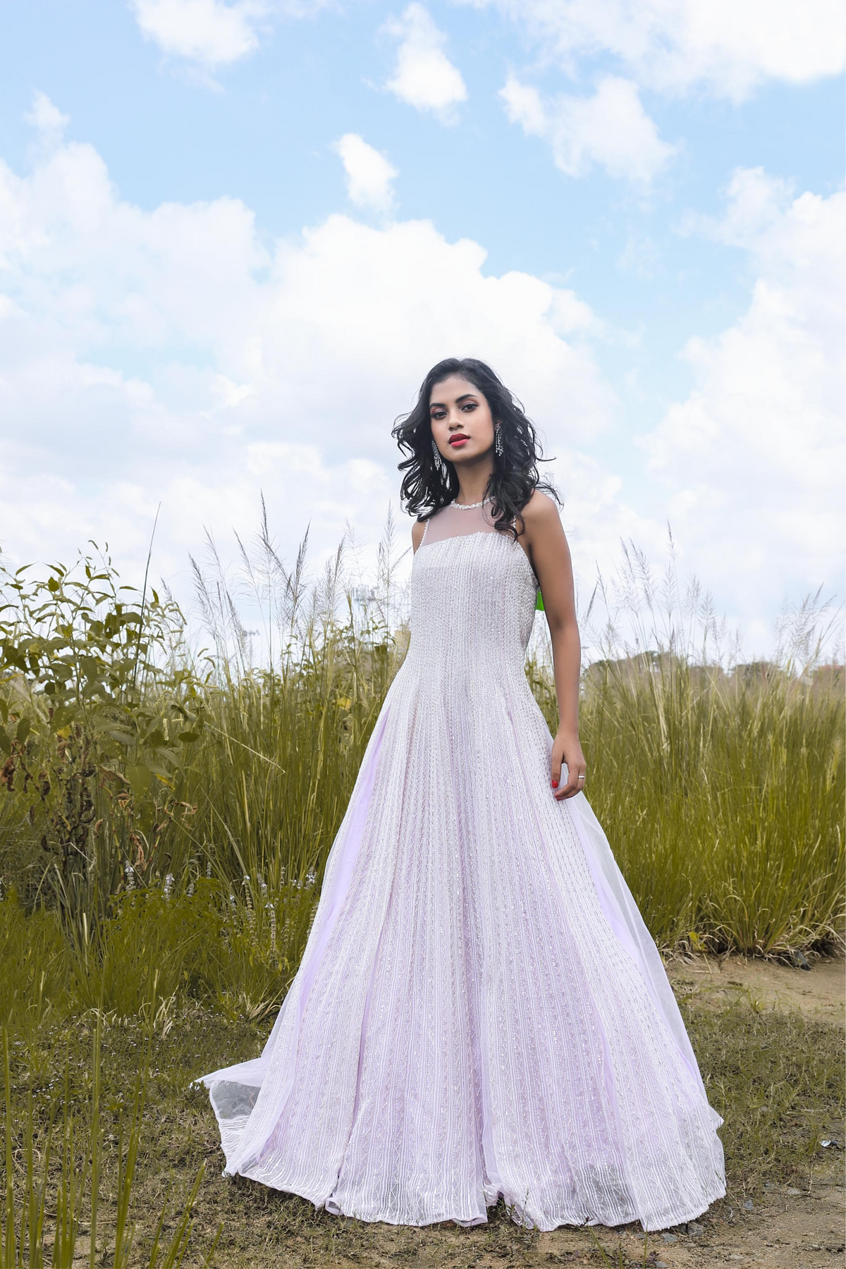 Lilac embroidered gown