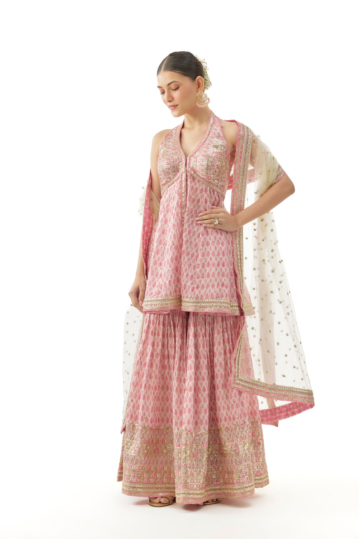Pink Janhavi Sharara Set