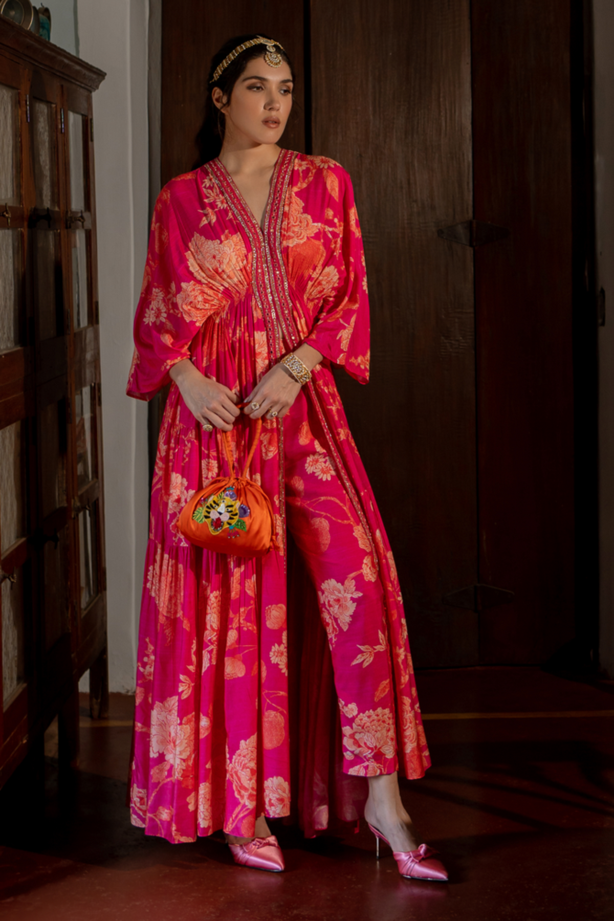 Flourishing Floral Jaal Kaftan Set