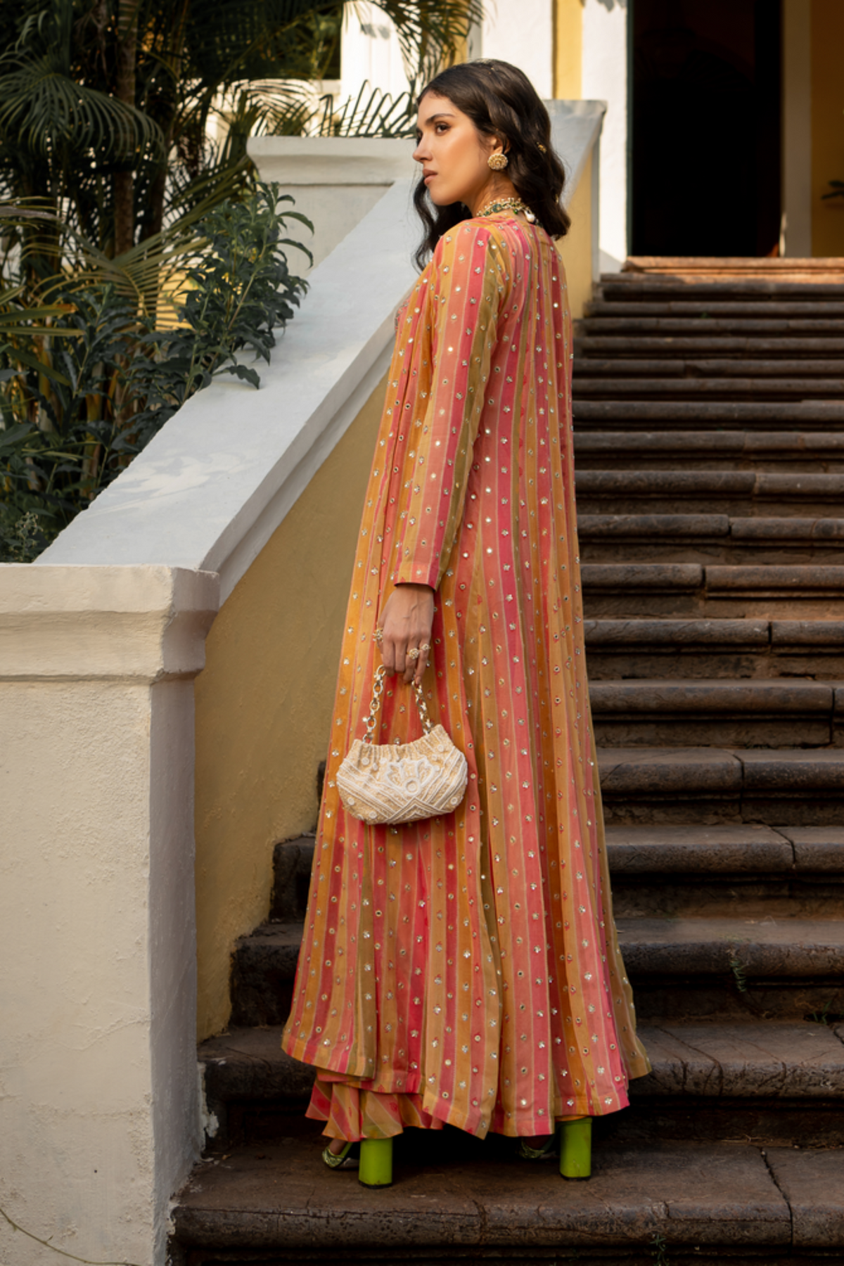 Vintage Floral Stripe Jacket Set