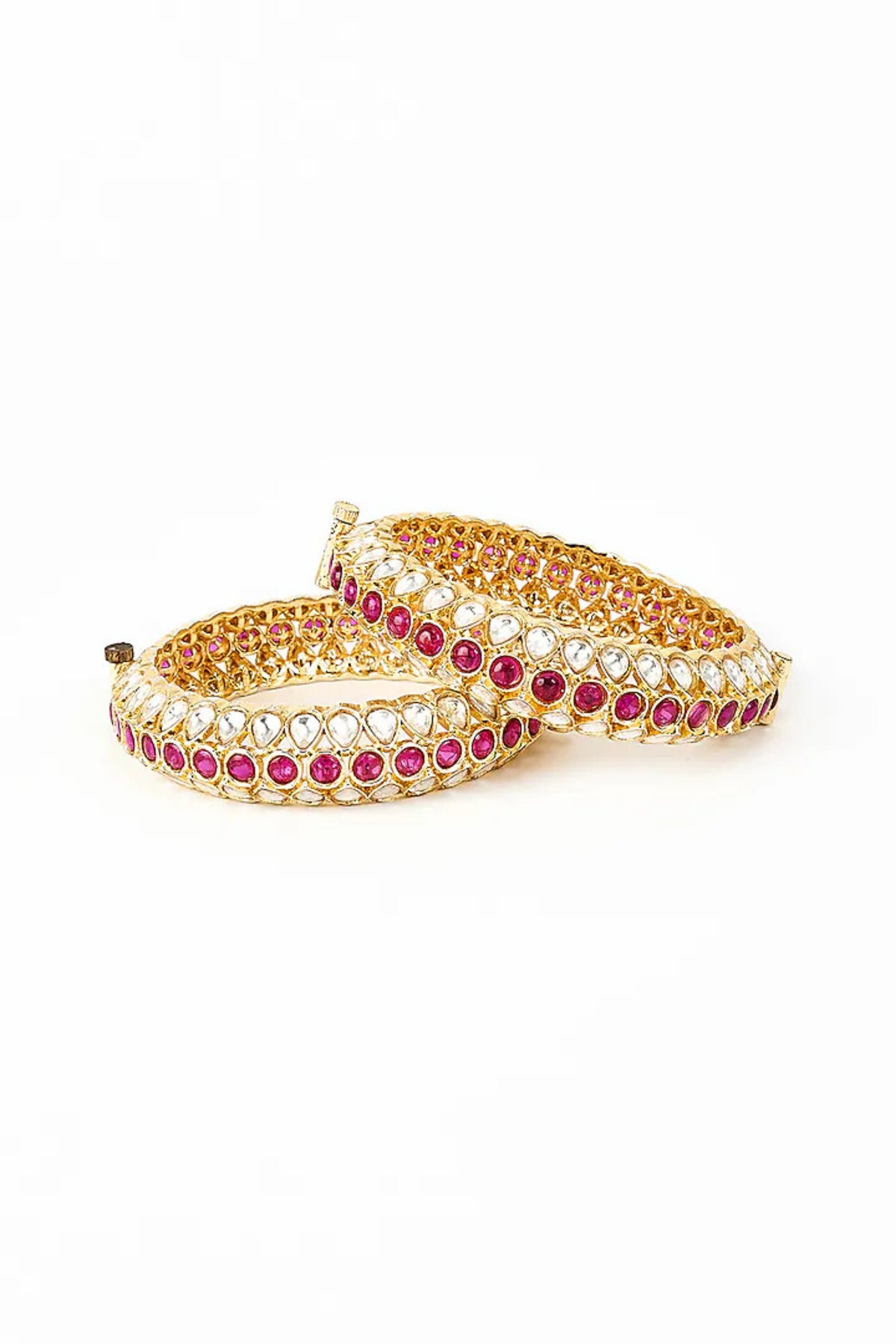 Saadgi Gold Pink Kundan Bangles