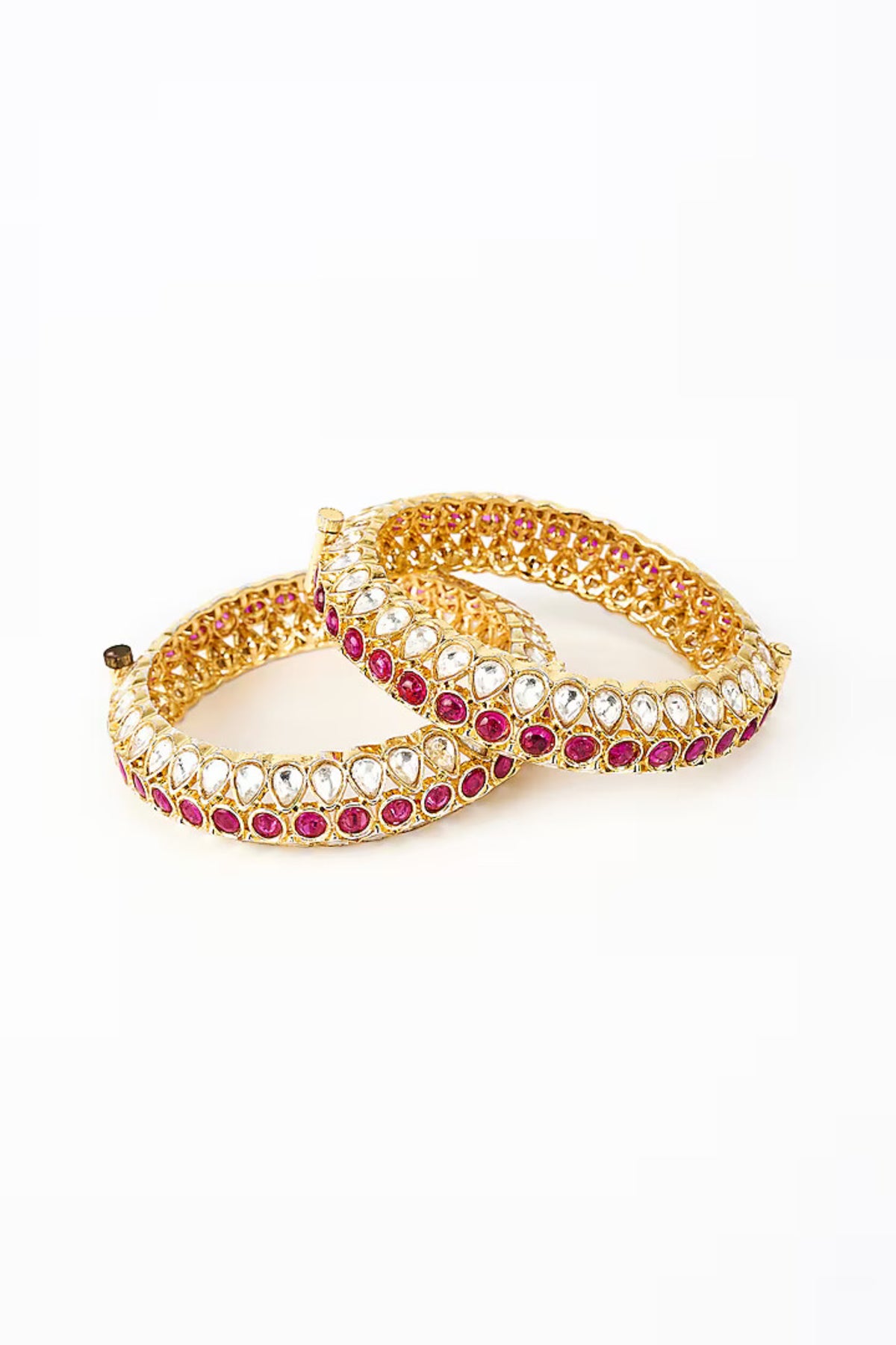 Saadgi Gold Pink Kundan Bangles