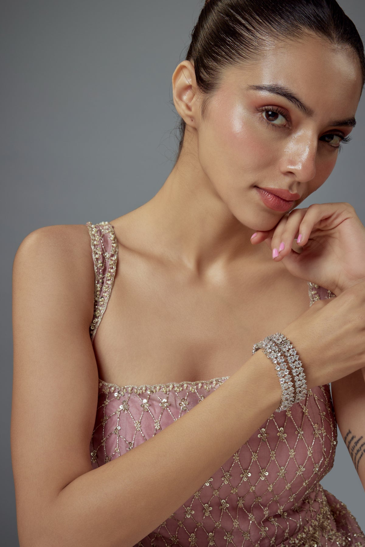 Zia Silver Diamond Encrusted Bangles