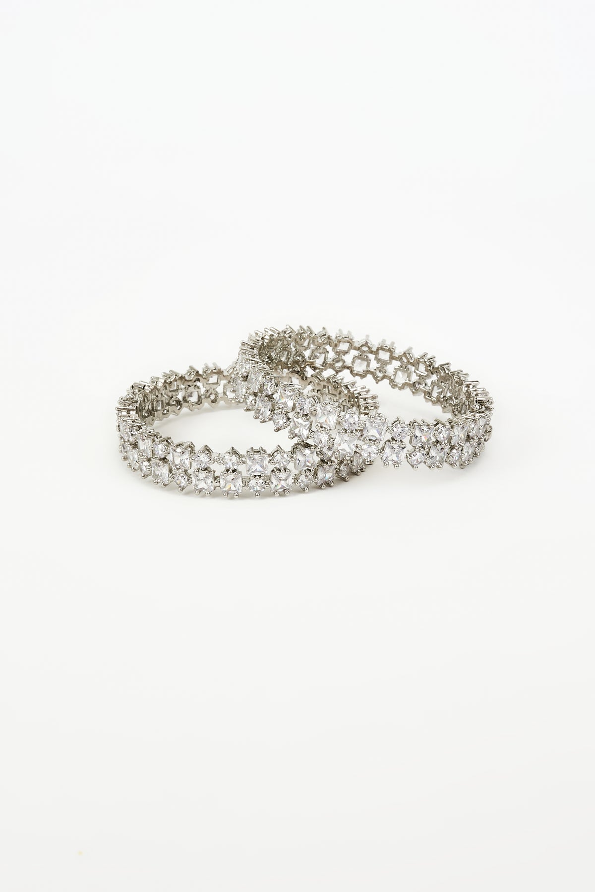 Zia Silver Diamond Encrusted Bangles