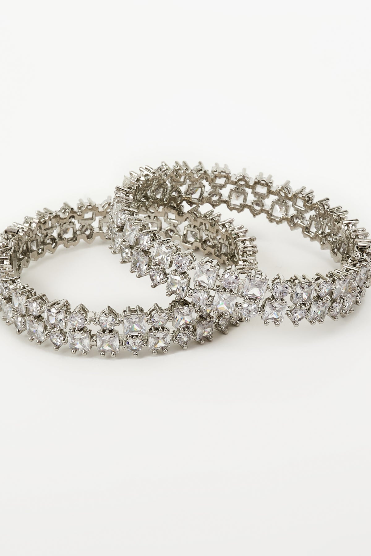 Zia Silver Diamond Encrusted Bangles