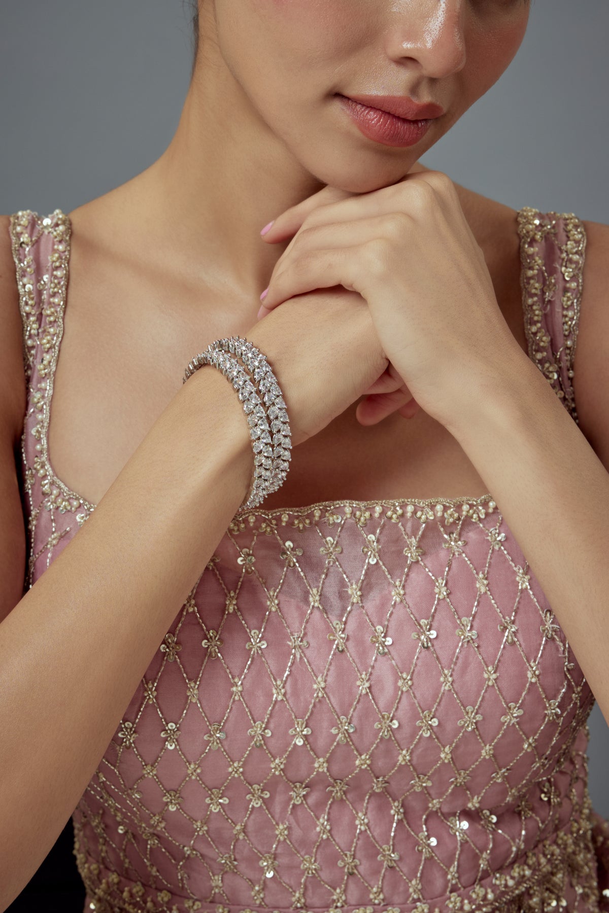 Zia Silver Plated Zircon Bangles