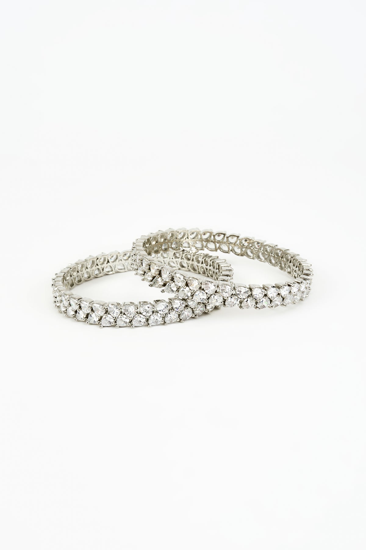 Zia Silver Plated Zircon Bangles