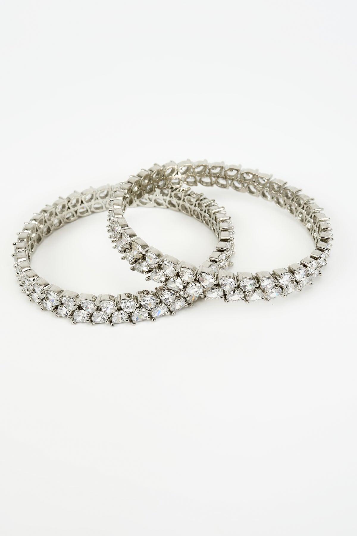 Zia Silver Plated Zircon Bangles
