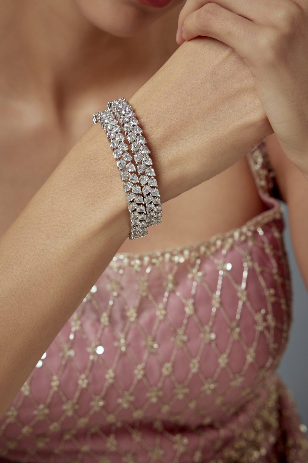 Zia Silver Plated Zircon Bangles