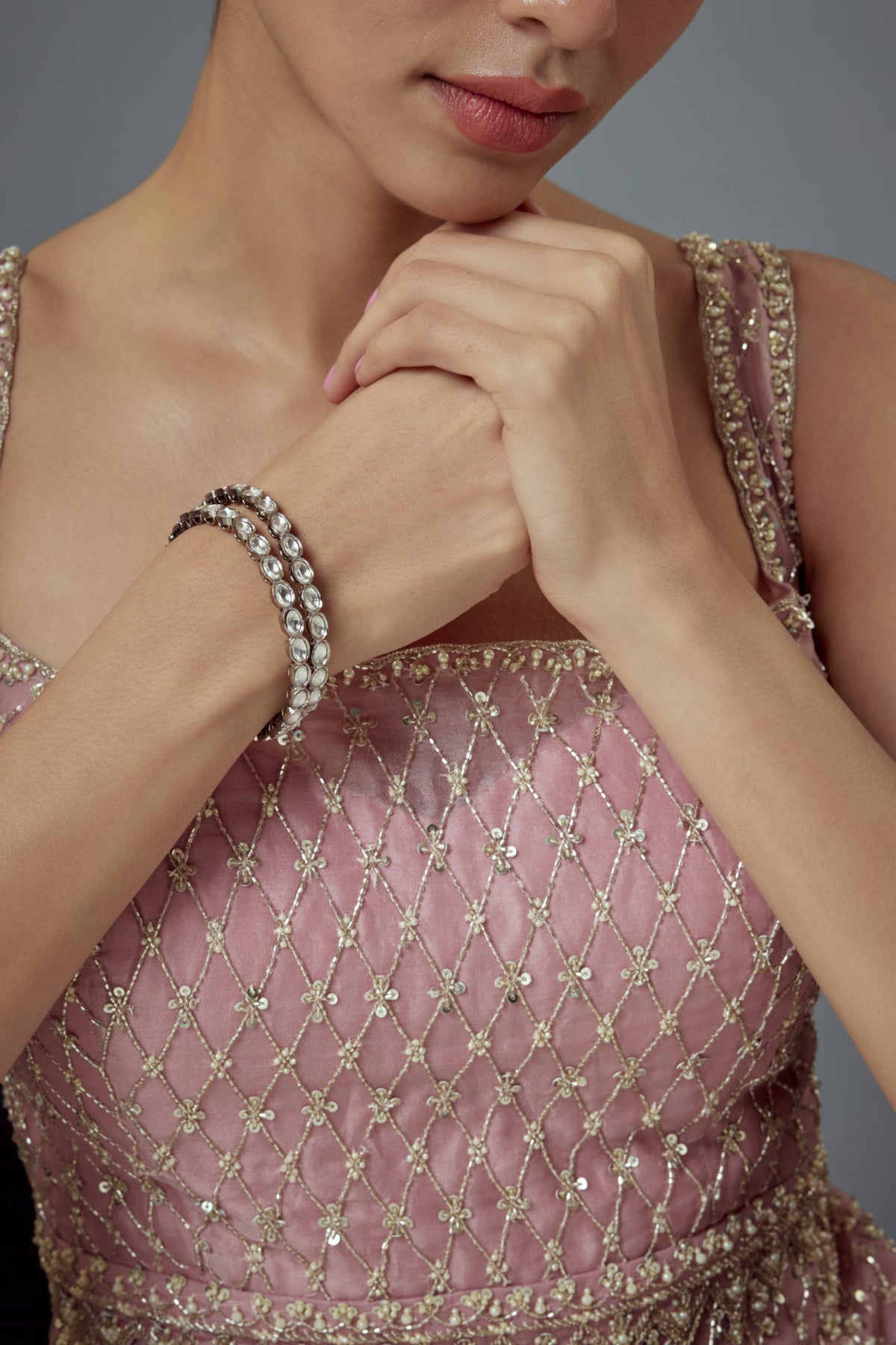 Zia Elegant Silver Zircon Bangles