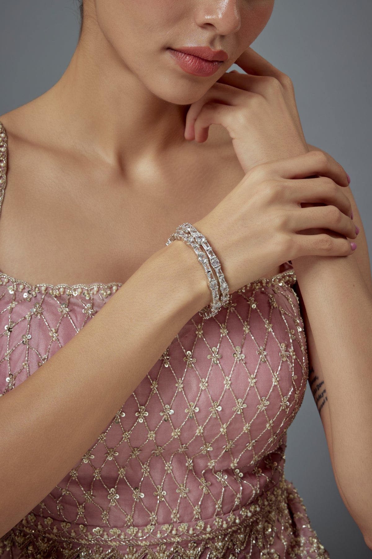 Zia Silver Zircon Bangles