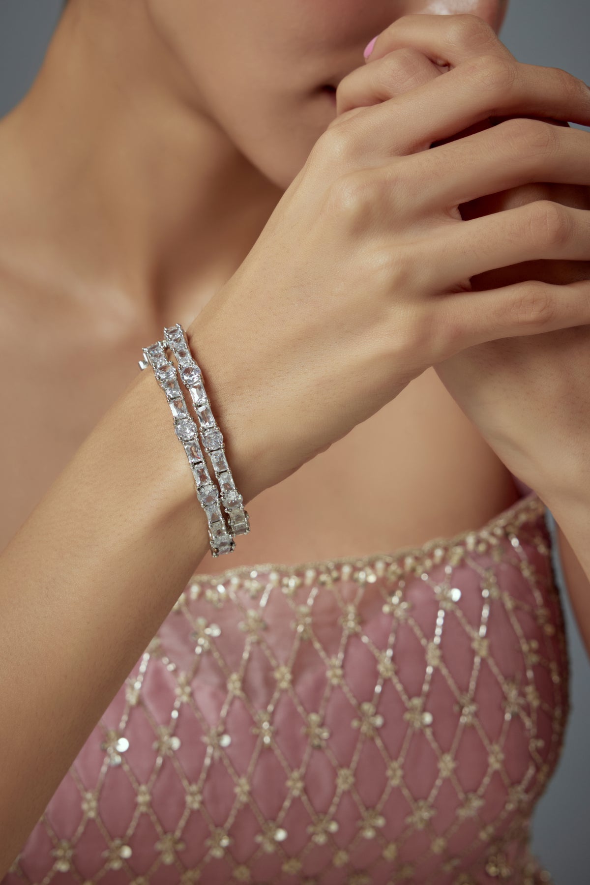 Zia Silver Zircon Bangles