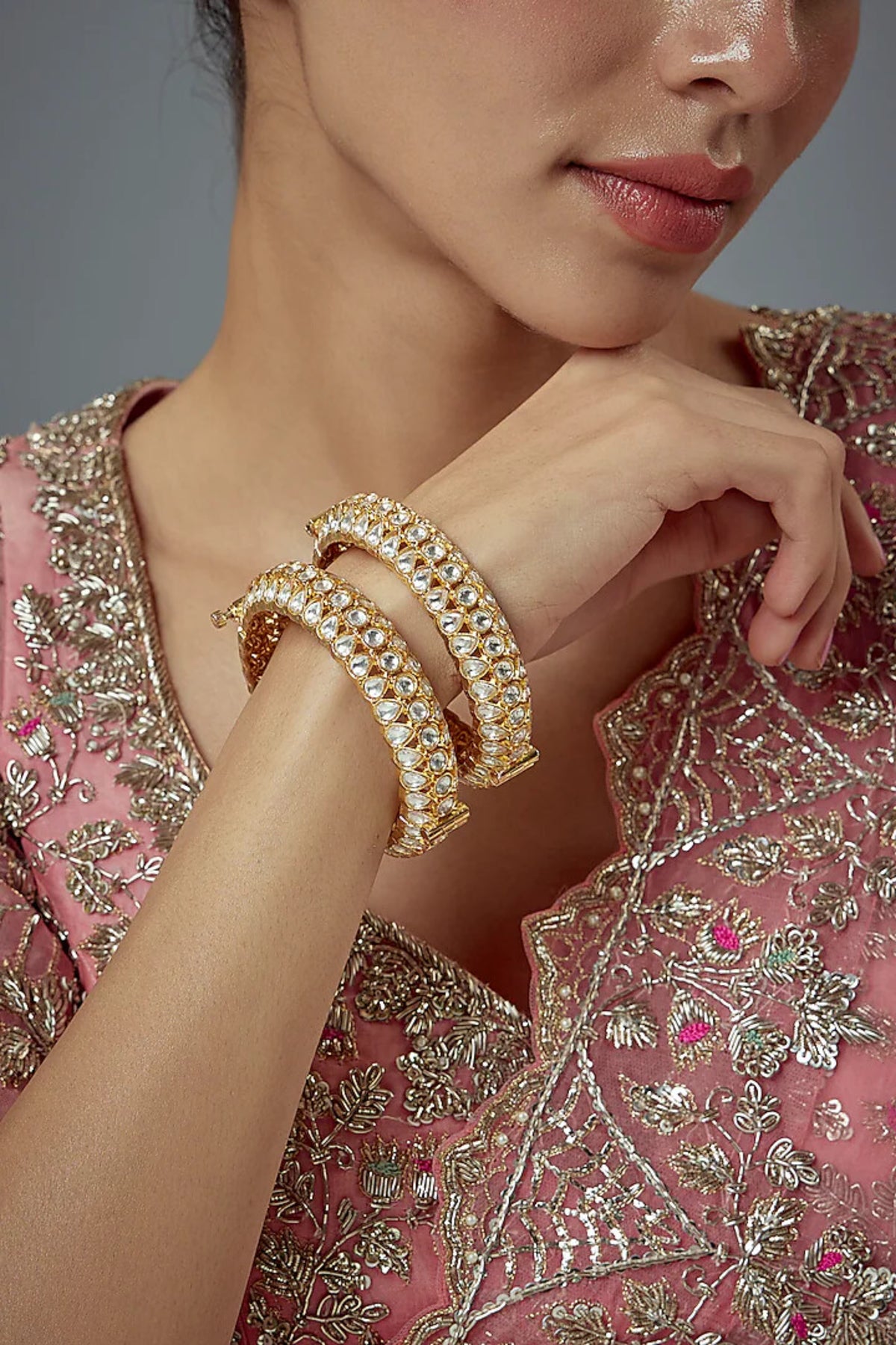 Saadgi Gold Plated Kundan Bangles