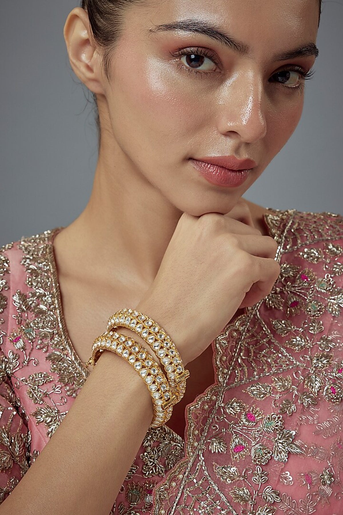 Saadgi Gold Plated Kundan Bangles