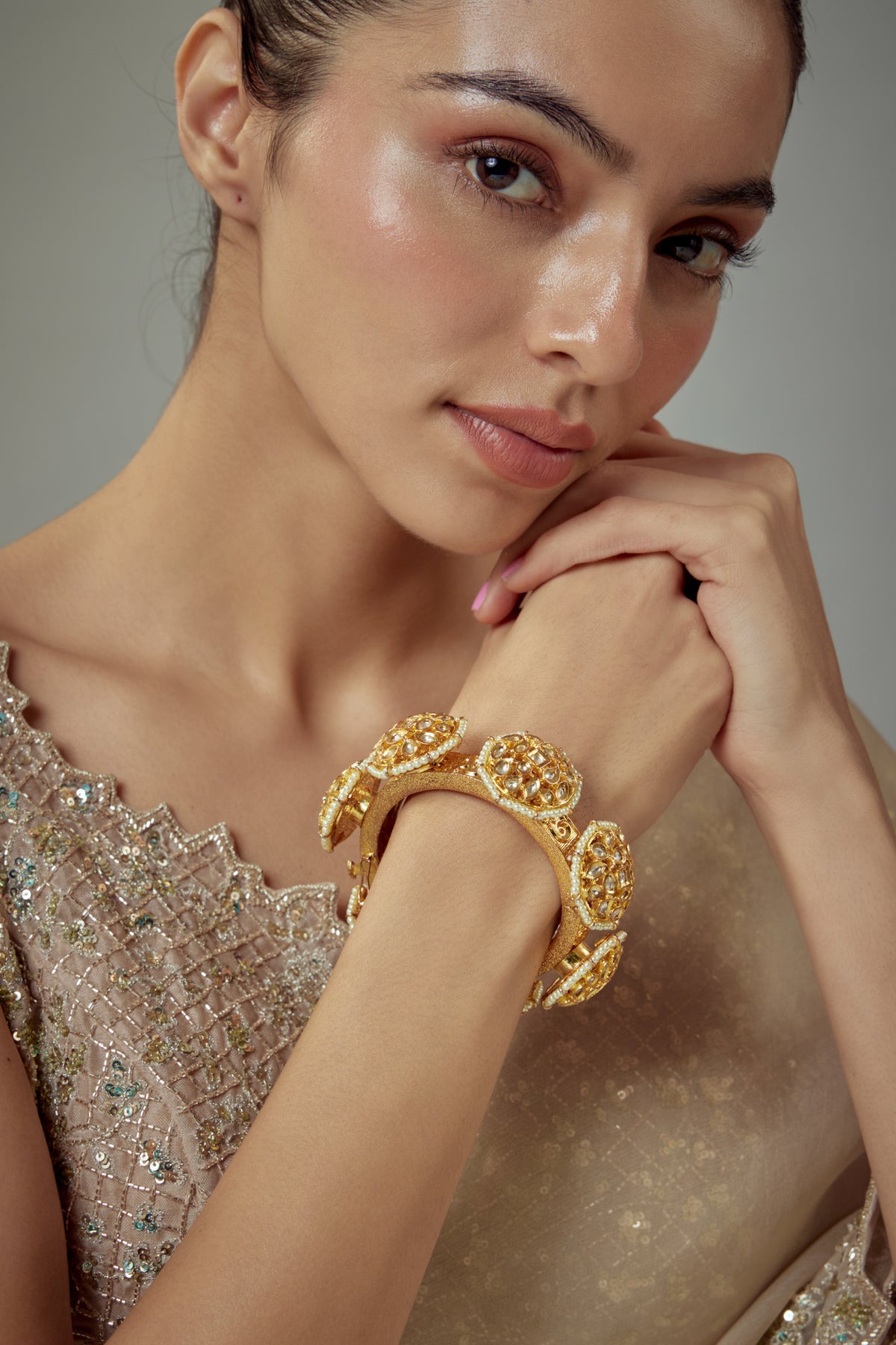 Saadgi Gold Kundan Polki Bangle