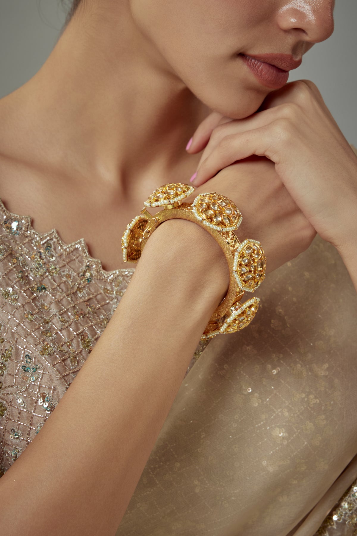 Saadgi Gold Kundan Polki Bangle
