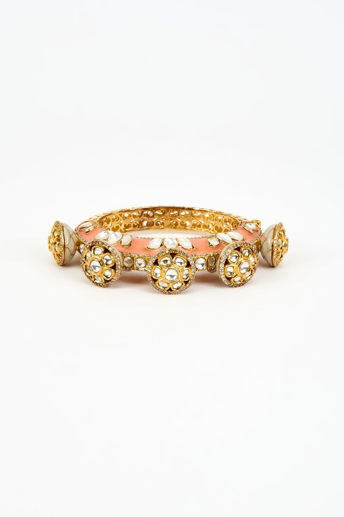 Florence Gold Pink Kundan Bangle