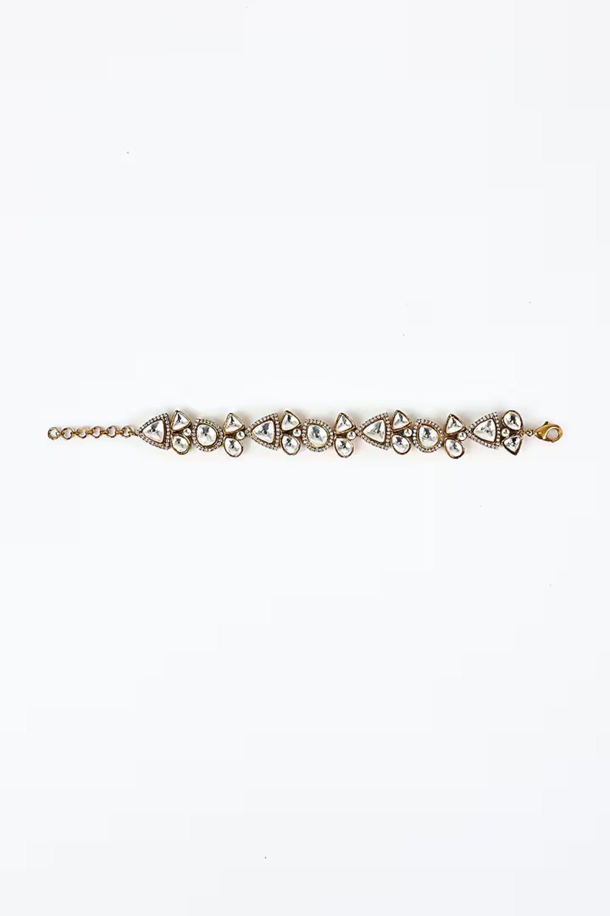 Burgundy Gold Plated Kundan Bracelet