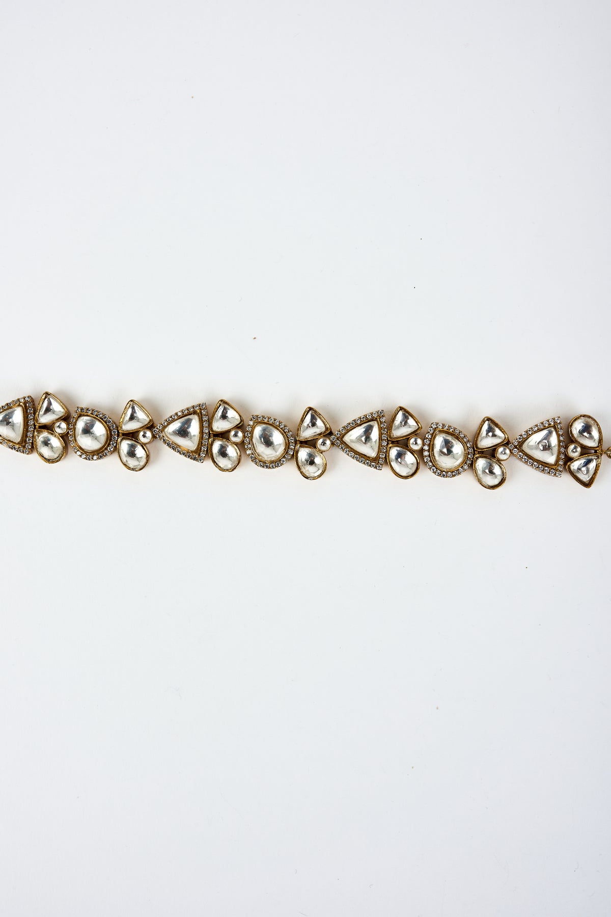Burgundy Gold Plated Kundan Bracelet