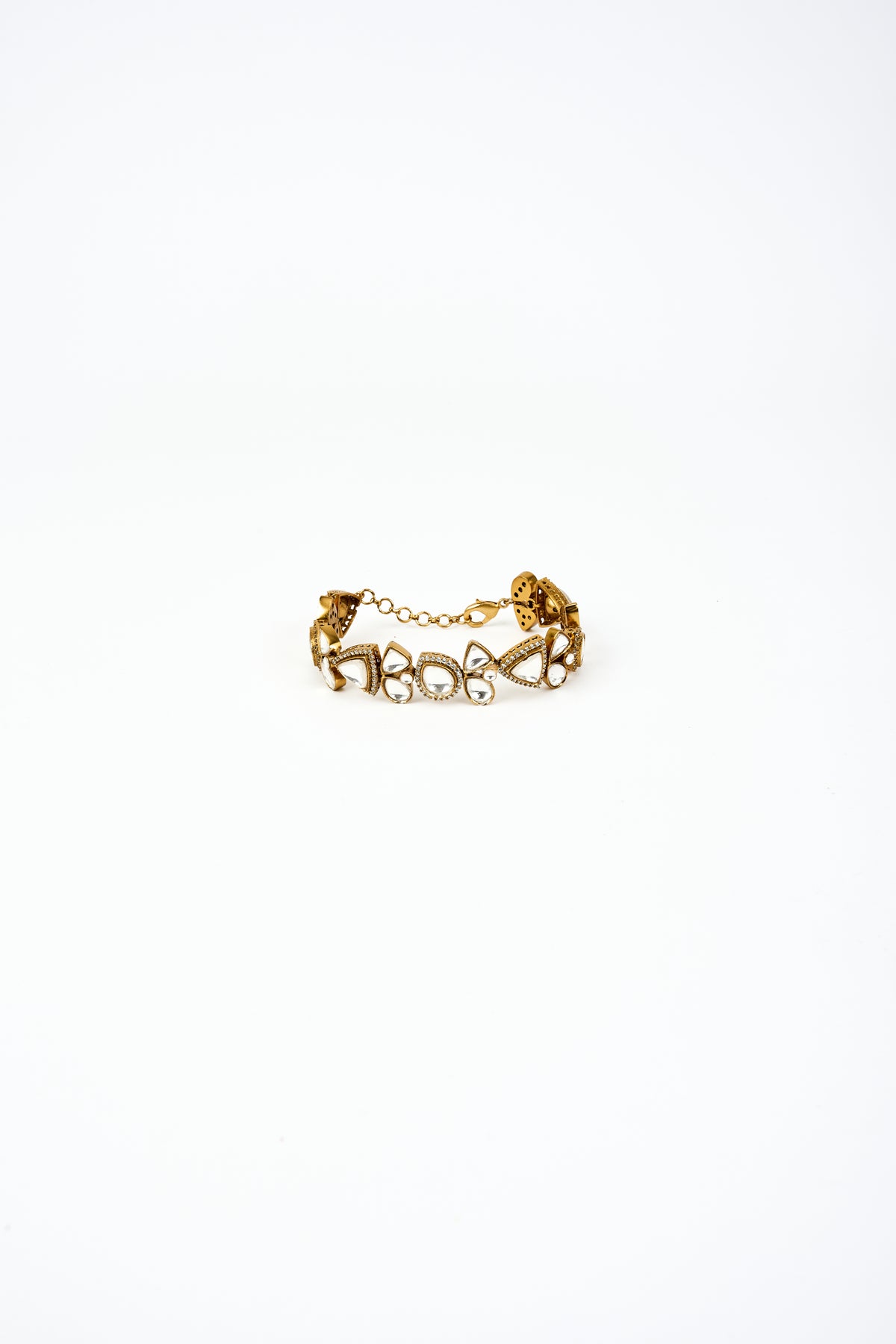 Burgundy Gold Plated Kundan Bracelet