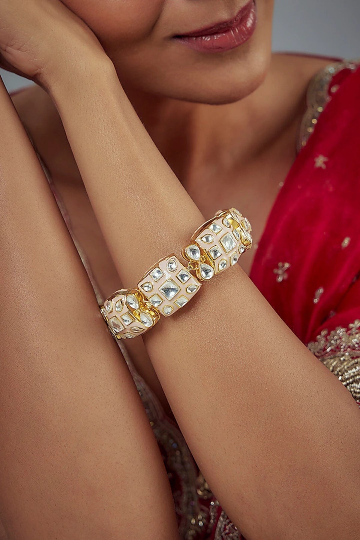 Burgundy Gold Plated Bracelet