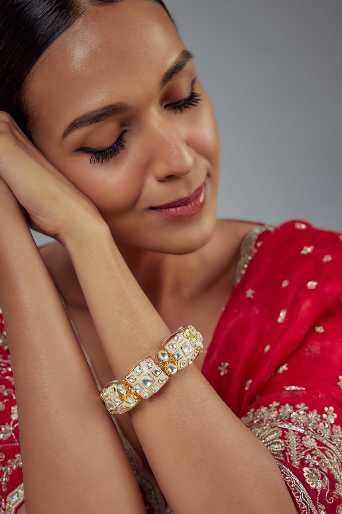 Burgundy Gold Plated Bracelet