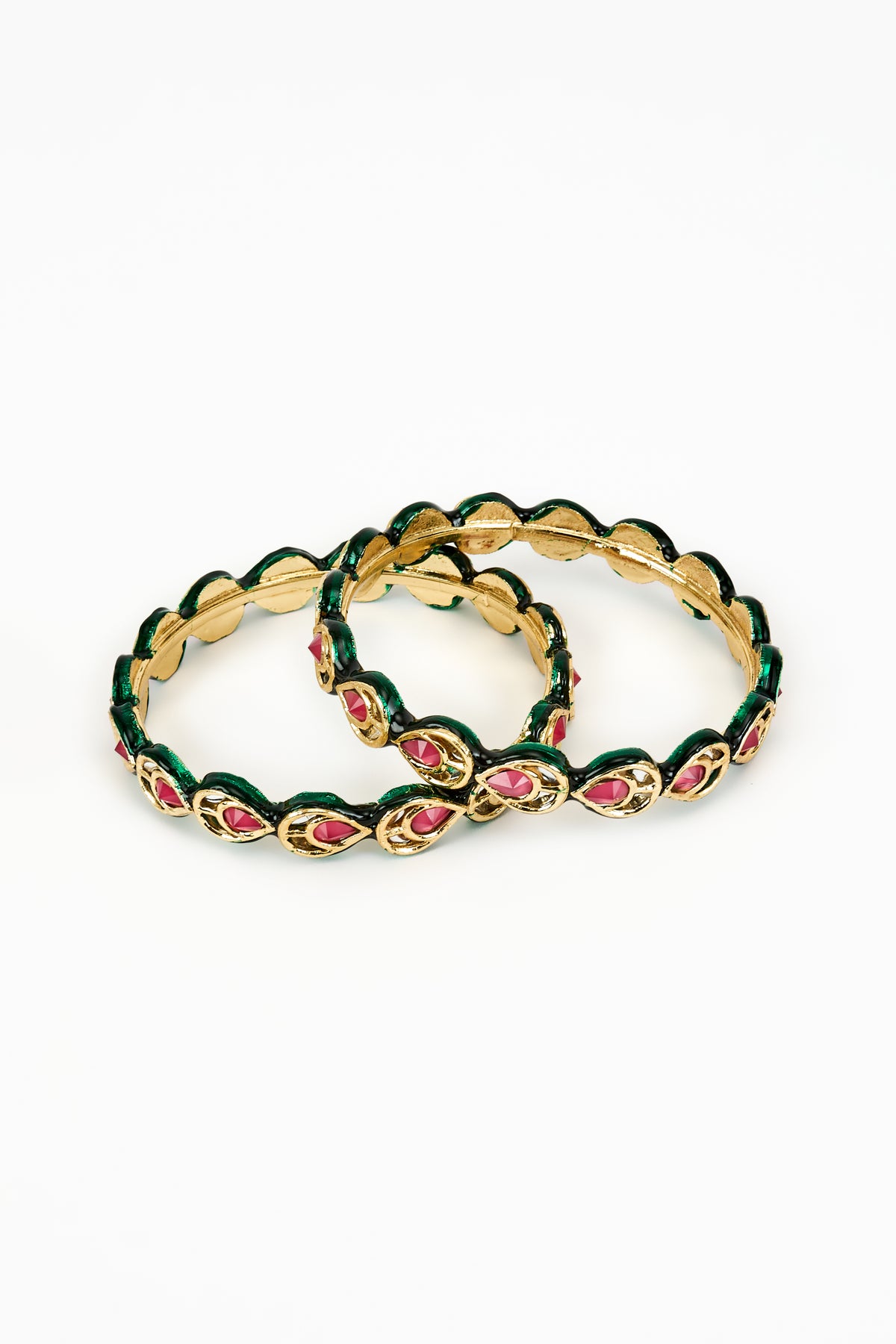 Saadgi Gold Plated Red Kundan Bangles