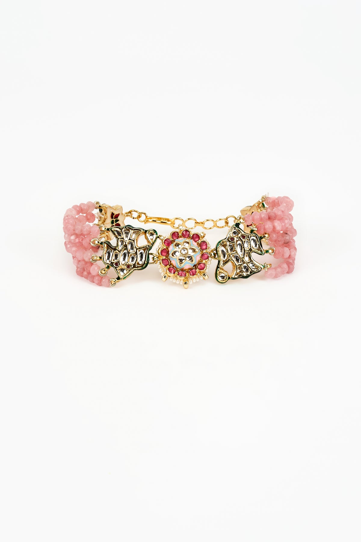 Saadgi Gold Plated Pink Bracelet