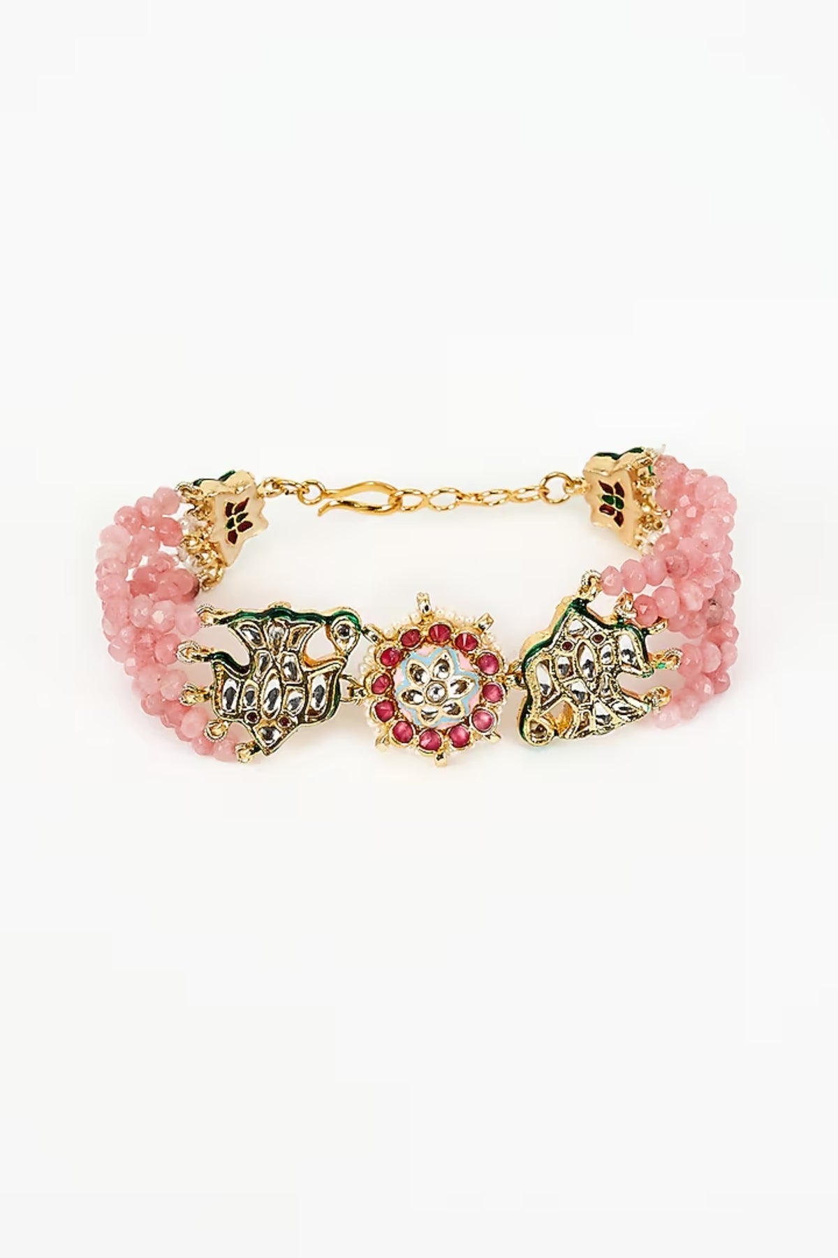 Saadgi Gold Plated Pink Bracelet