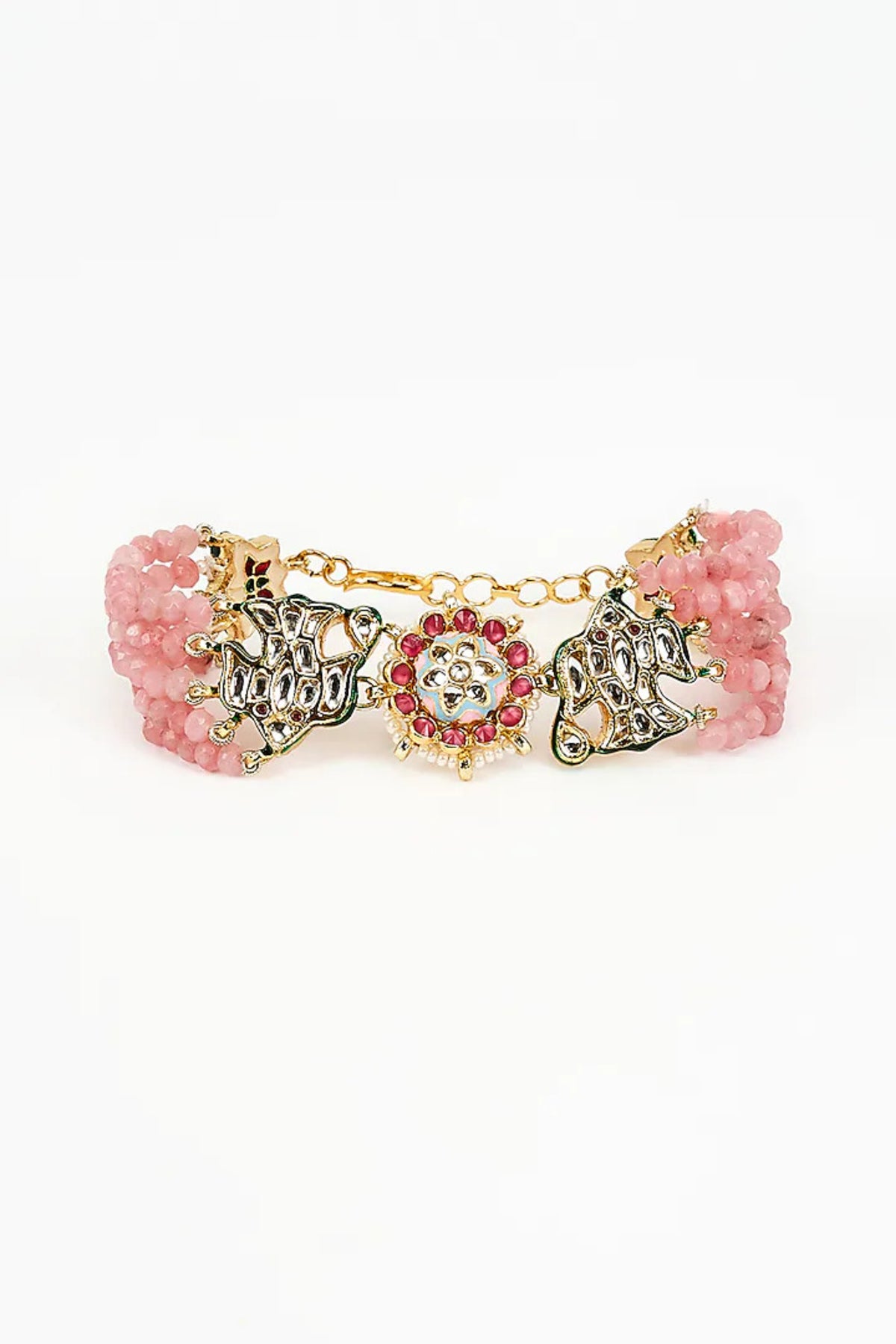 Saadgi Gold Plated Pink Bracelet