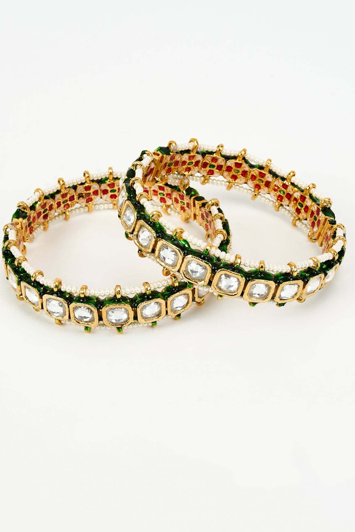 Saadgi Gold White Kundan Bangles
